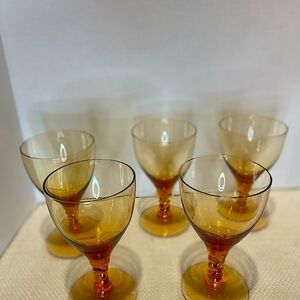 Exquisite Amber Wine/Cocktail Glasses W/Twisted Stems
